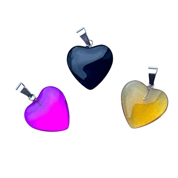 Lot/3 Vibrant Heart Pendants w/Black Necklace Set - Picture 10 of 12